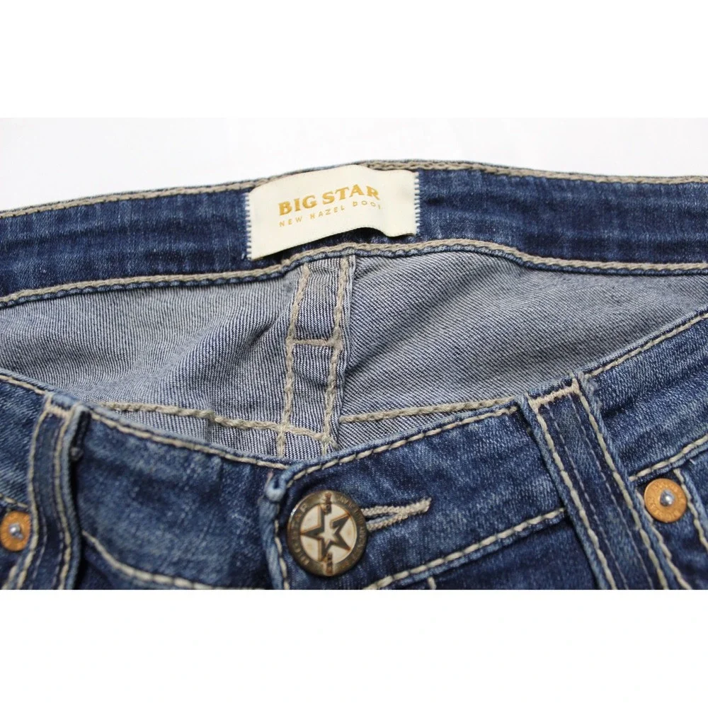 Big Star New Hazel Bootcut Jeans 32R Dark Wash Distressed Denim FWHAZRBS